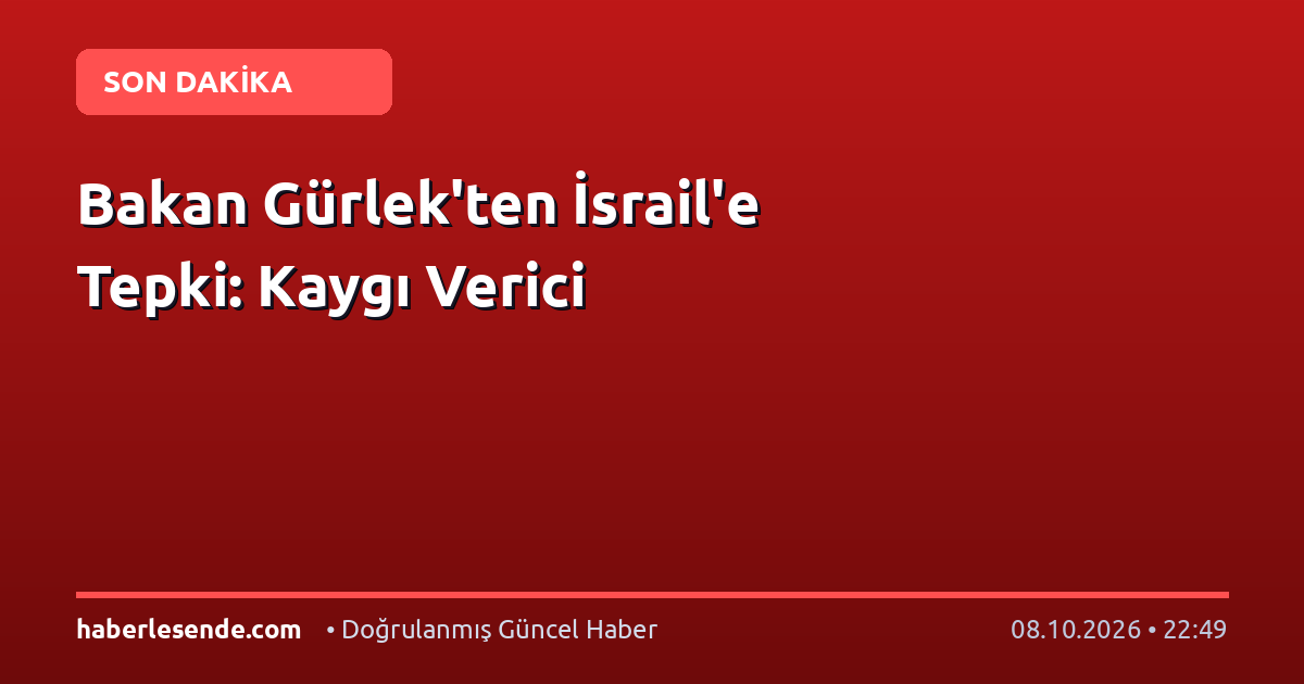 Bakan Gürlek'ten İsrail'e Tepki: Kaygı Verici