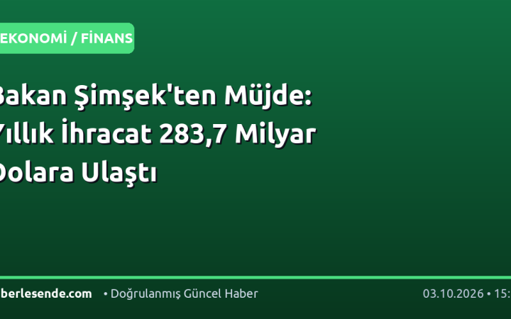 Bakan Şimşek'ten Müjde: Yıllık İhracat 283,7 Milyar Dolara Ulaştı