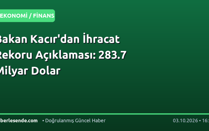 Bakan Kacır'dan İhracat Rekoru Açıklaması: 283.7 Milyar Dolar