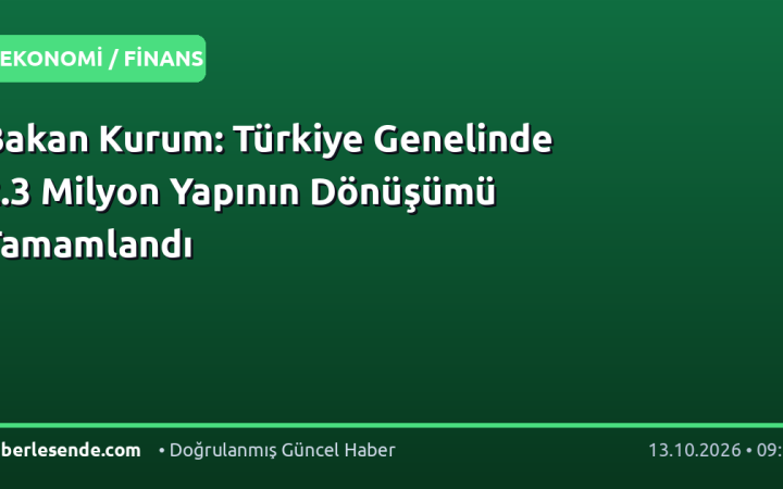 Bakan Kurum: Türkiye Genelinde 2.3 Milyon Yapının Dönüşümü Tamamlandı