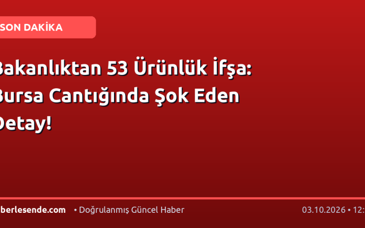 Bakanlıktan 53 Ürünlük İfşa: Bursa Cantığında Şok Eden Detay!