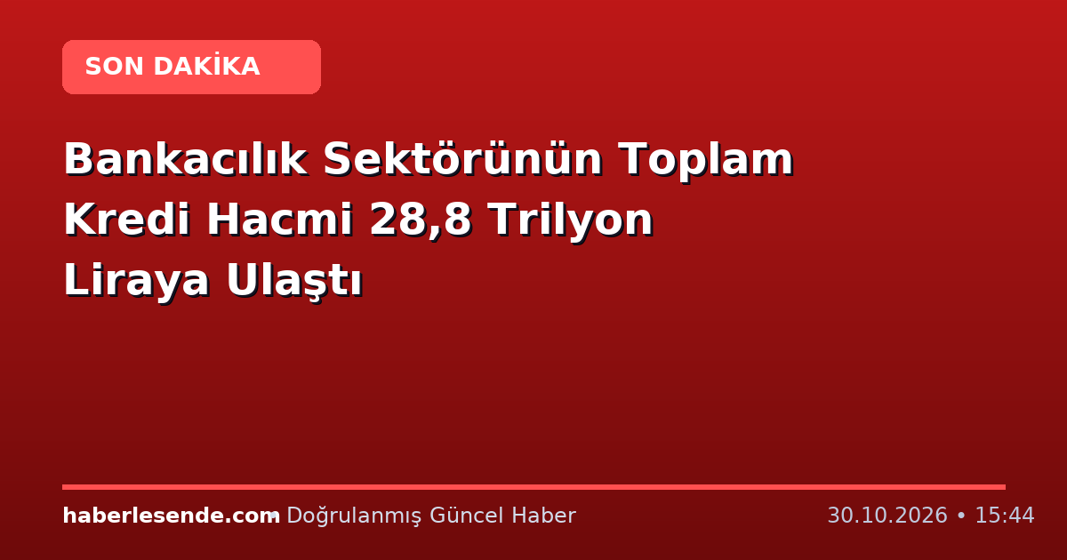 Bankacılık Sektörünün Toplam Kredi Hacmi 28,8 Trilyon Liraya Ulaştı