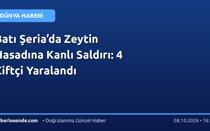 Batı Şeria’da Zeytin Hasadına Kanlı Saldırı: 4 Çiftçi Yaralandı