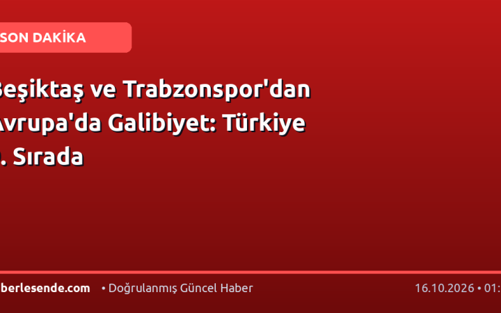 Beşiktaş ve Trabzonspor'dan Avrupa'da Galibiyet: Türkiye 9. Sırada