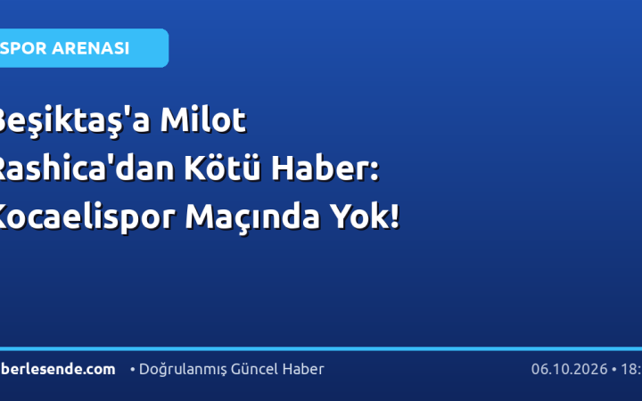 Beşiktaş'a Milot Rashica'dan Kötü Haber: Kocaelispor Maçında Yok!