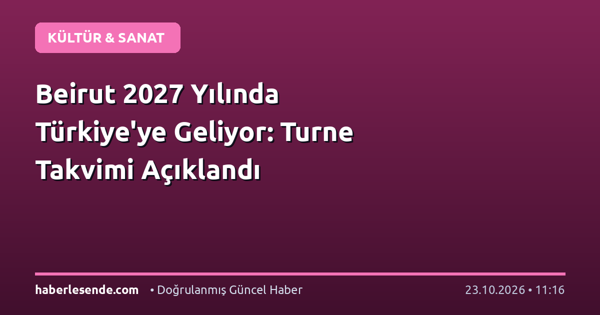 Beirut 2027 Yılında Türkiye'ye Geliyor: Turne Takvimi Açıklandı