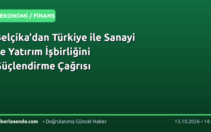 Belçika'dan Türkiye ile Sanayi ve Yatırım İşbirliğini Güçlendirme Çağrısı