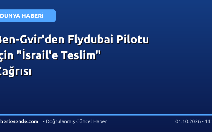 Ben-Gvir'den Flydubai Pilotu İçin "İsrail'e Teslim" Çağrısı