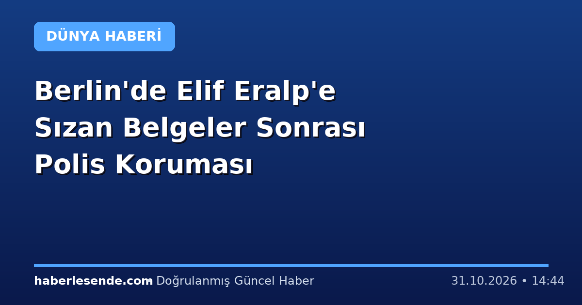 Berlin'de Elif Eralp'e Sızan Belgeler Sonrası Polis Koruması