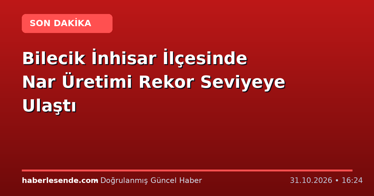 Bilecik İnhisar İlçesinde Nar Üretimi Rekor Seviyeye Ulaştı