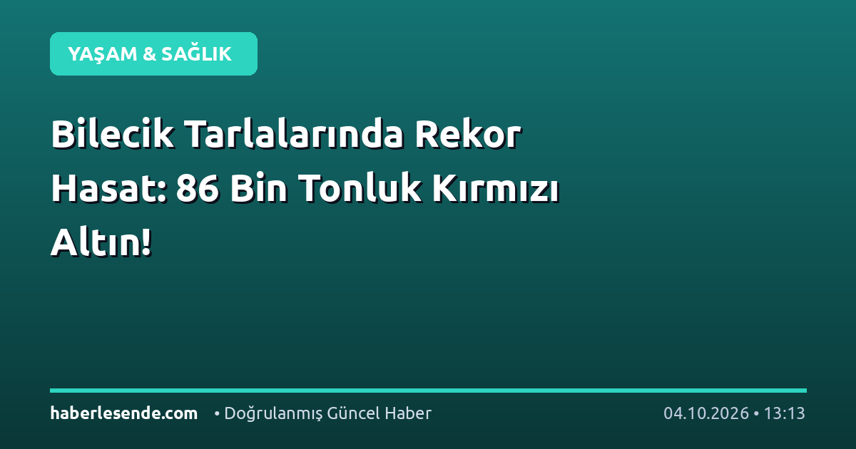 Bilecik Tarlalarında Rekor Hasat: 86 Bin Tonluk Kırmızı Altın!