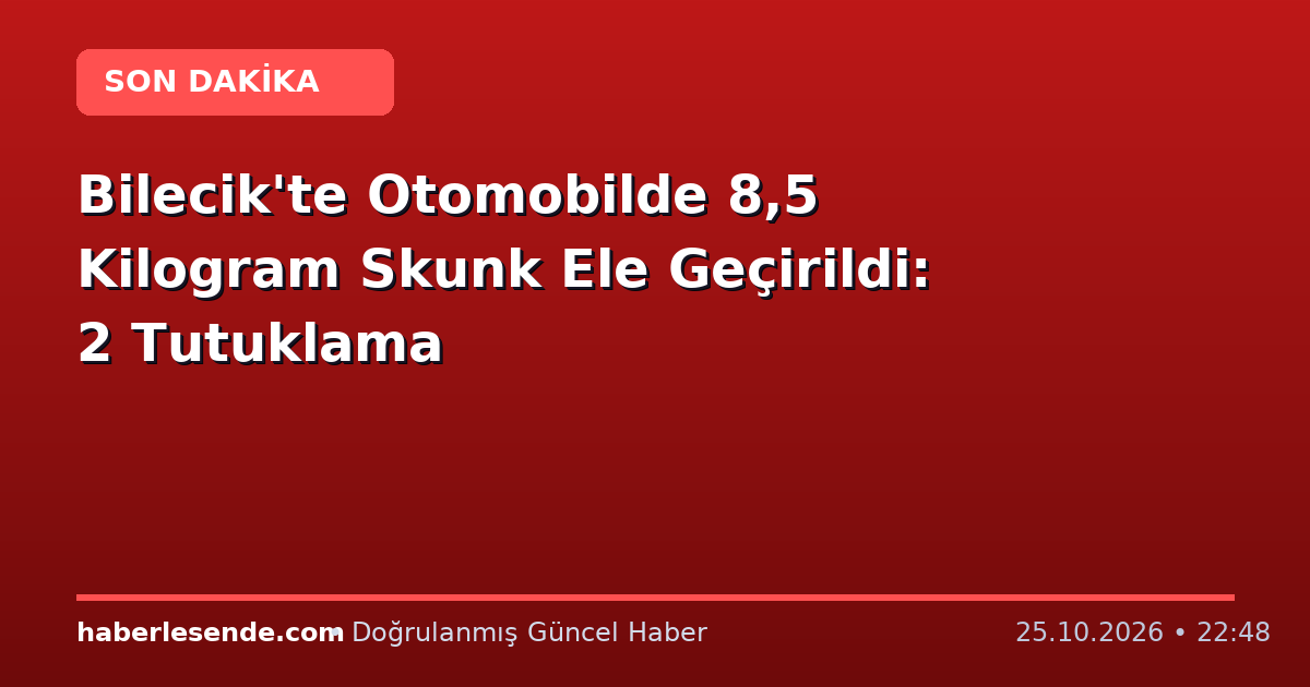 Bilecik'te Otomobilde 8,5 Kilogram Skunk Ele Geçirildi: 2 Tutuklama