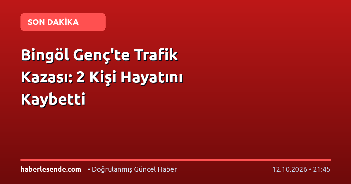 Bingöl Genç'te Trafik Kazası: 2 Kişi Hayatını Kaybetti
