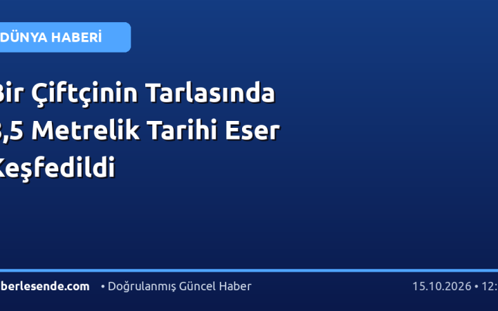 Bir Çiftçinin Tarlasında 8,5 Metrelik Tarihi Eser Keşfedildi