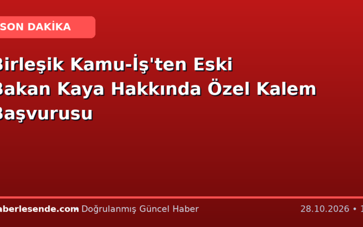 Birleşik Kamu-İş'ten Eski Bakan Kaya Hakkında Özel Kalem Başvurusu