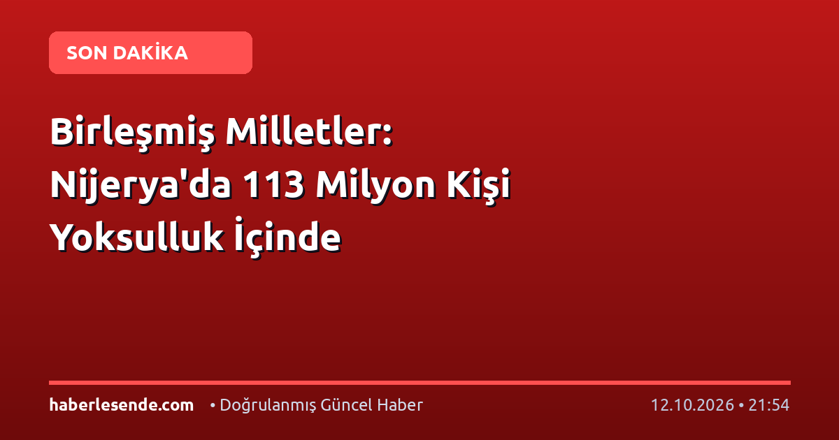 Birleşmiş Milletler: Nijerya'da 113 Milyon Kişi Yoksulluk İçinde