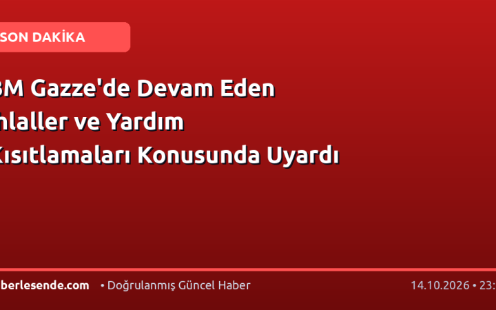 BM Gazze'de Devam Eden İhlaller ve Yardım Kısıtlamaları Konusunda Uyardı