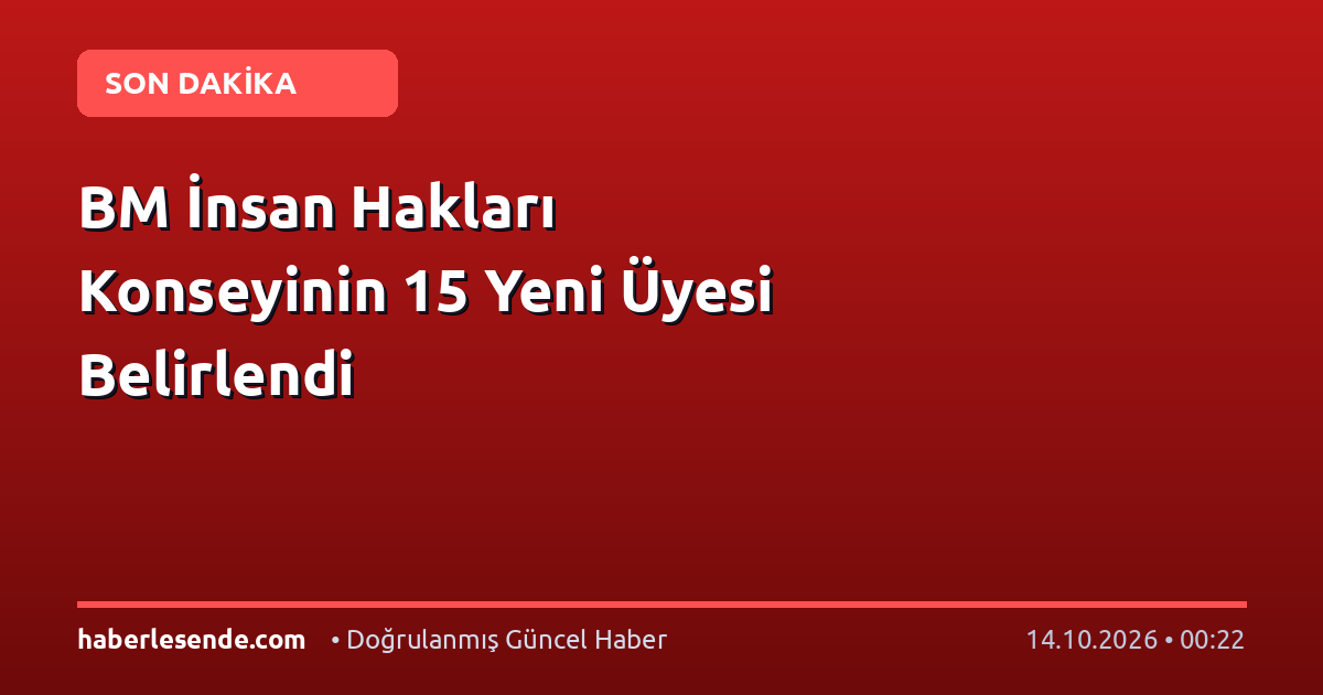 BM İnsan Hakları Konseyinin 15 Yeni Üyesi Belirlendi