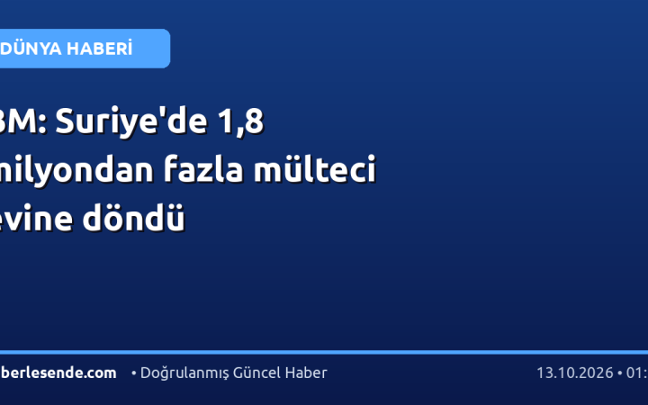 BM: Suriye'de 1,8 milyondan fazla mülteci evine döndü