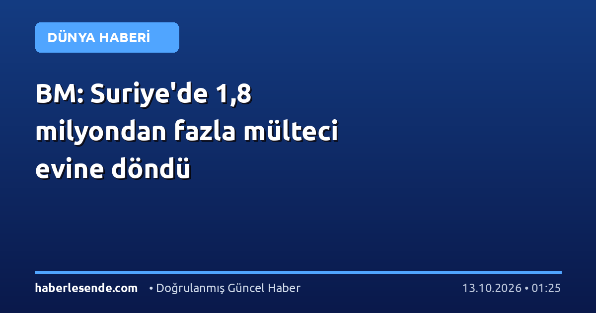 BM: Suriye'de 1,8 milyondan fazla mülteci evine döndü