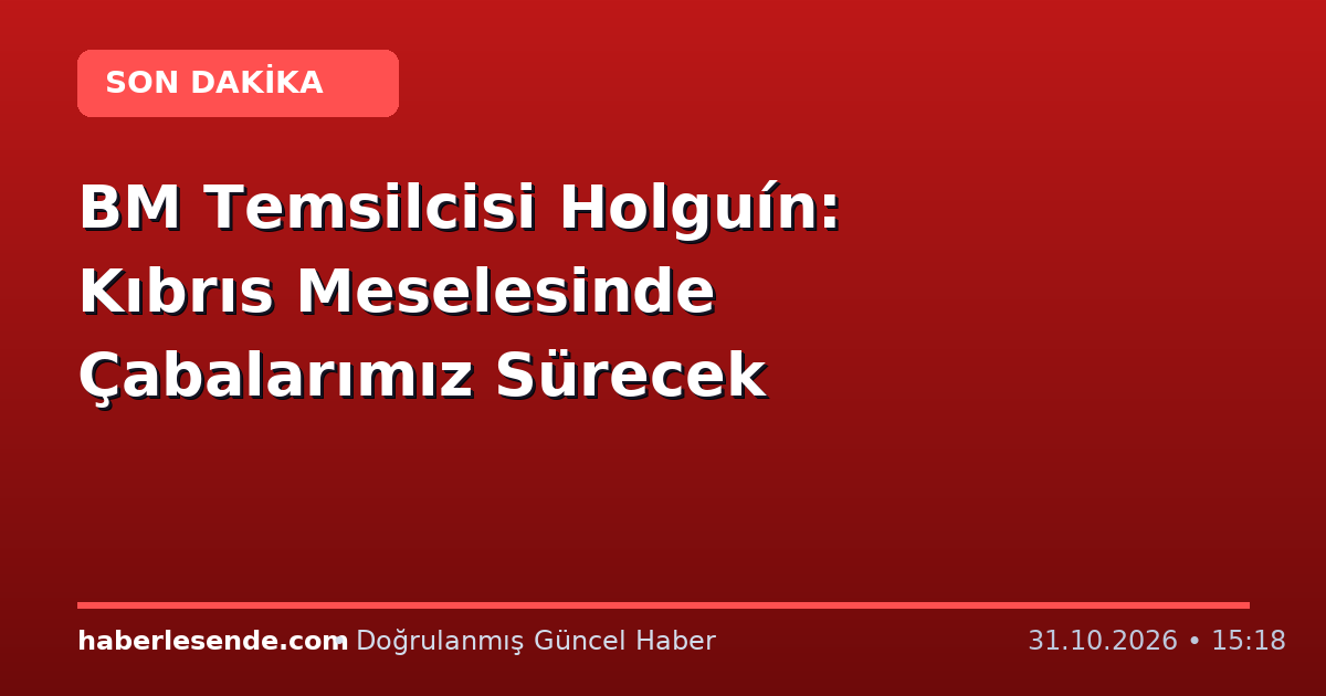 BM Temsilcisi Holguín: Kıbrıs Meselesinde Çabalarımız Sürecek