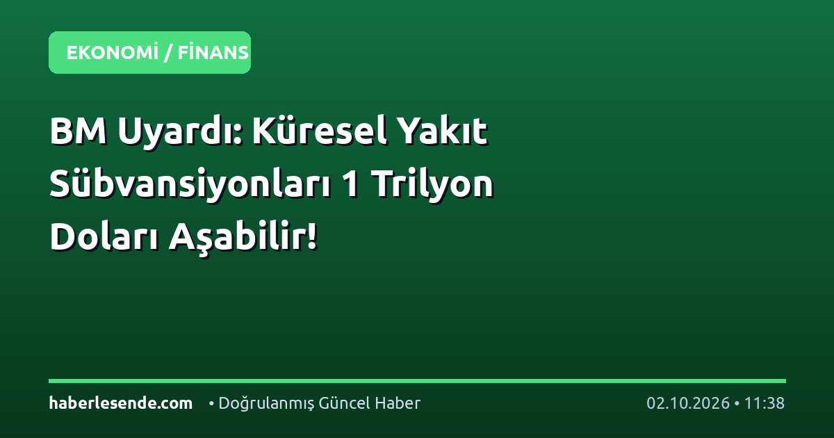 BM Uyardı: Küresel Yakıt Sübvansiyonları 1 Trilyon Doları Aşabilir!