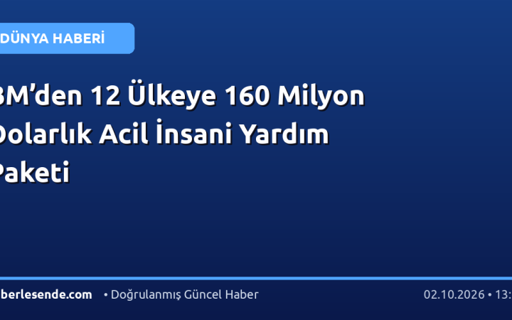 BM’den 12 Ülkeye 160 Milyon Dolarlık Acil İnsani Yardım Paketi