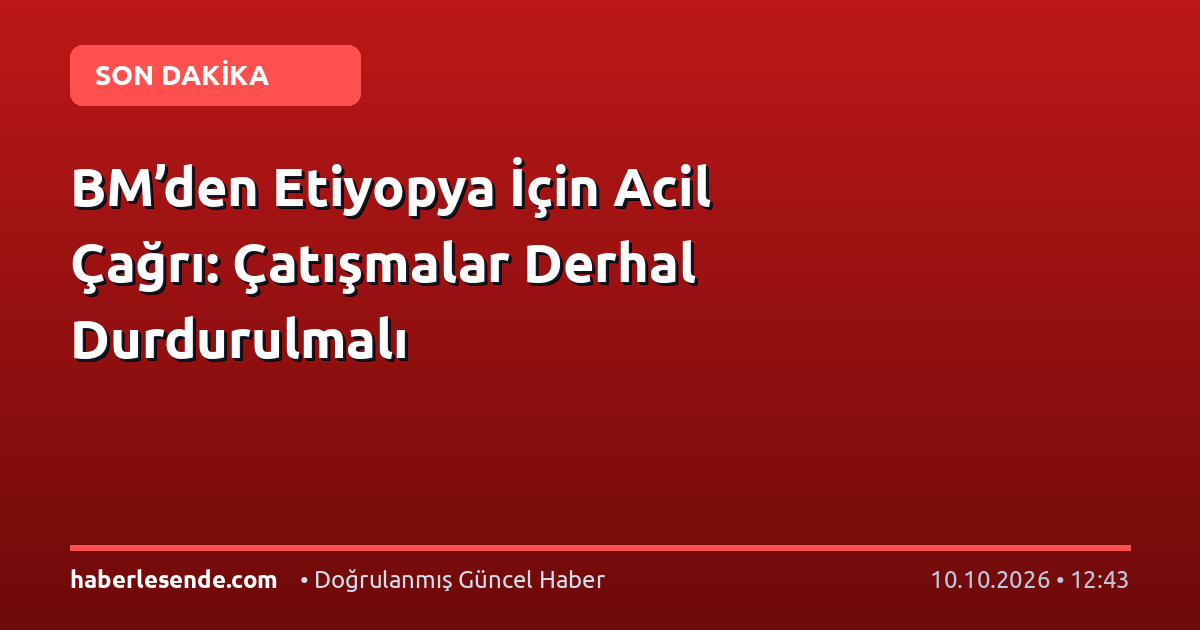 BM’den Etiyopya İçin Acil Çağrı: Çatışmalar Derhal Durdurulmalı