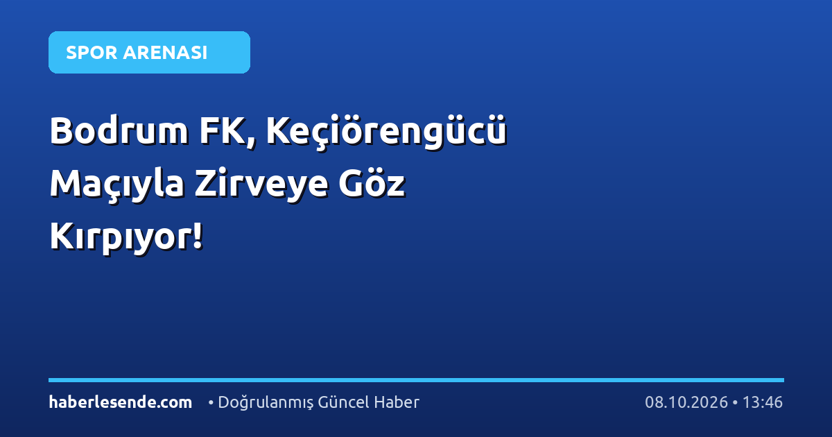 Bodrum FK, Keçiörengücü Maçıyla Zirveye Göz Kırpıyor!