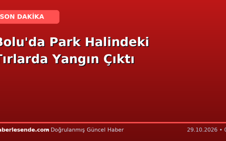 Bolu'da Park Halindeki Tırlarda Yangın Çıktı