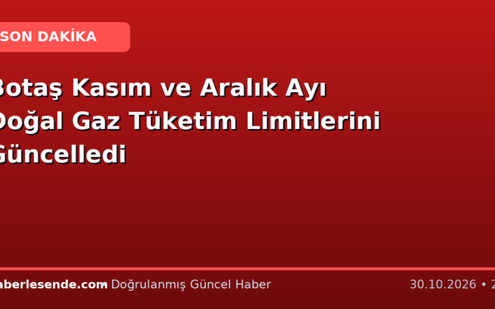 Botaş Kasım ve Aralık Ayı Doğal Gaz Tüketim Limitlerini Güncelledi