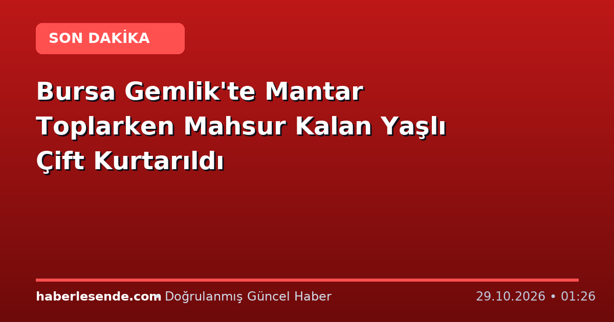 Bursa Gemlik'te Mantar Toplarken Mahsur Kalan Yaşlı Çift Kurtarıldı