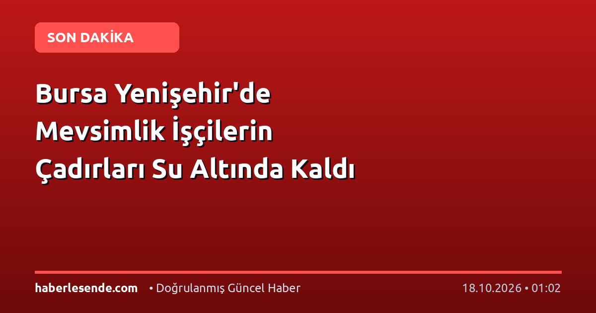 Bursa Yenişehir'de Mevsimlik İşçilerin Çadırları Su Altında Kaldı
