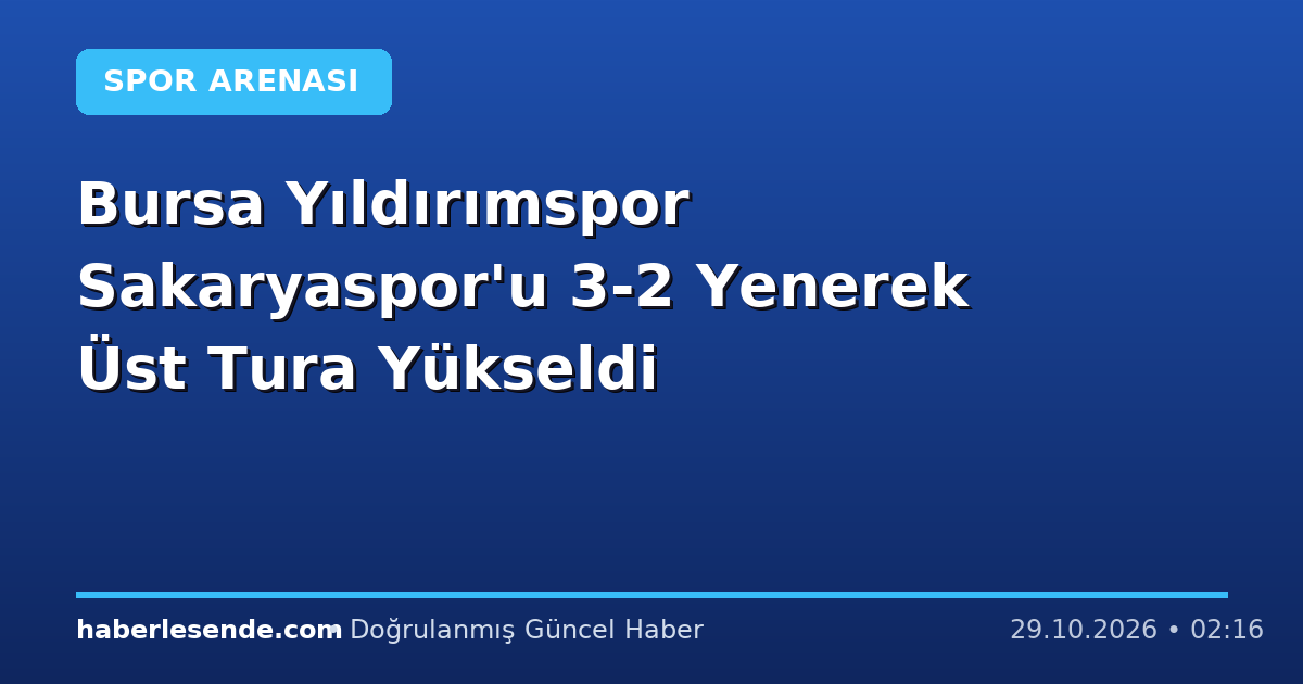 Bursa Yıldırımspor Sakaryaspor'u 3-2 Yenerek Üst Tura Yükseldi