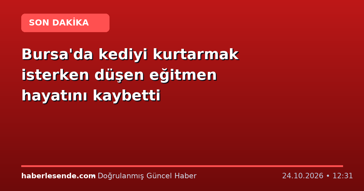 Bursa'da kediyi kurtarmak isterken düşen eğitmen hayatını kaybetti