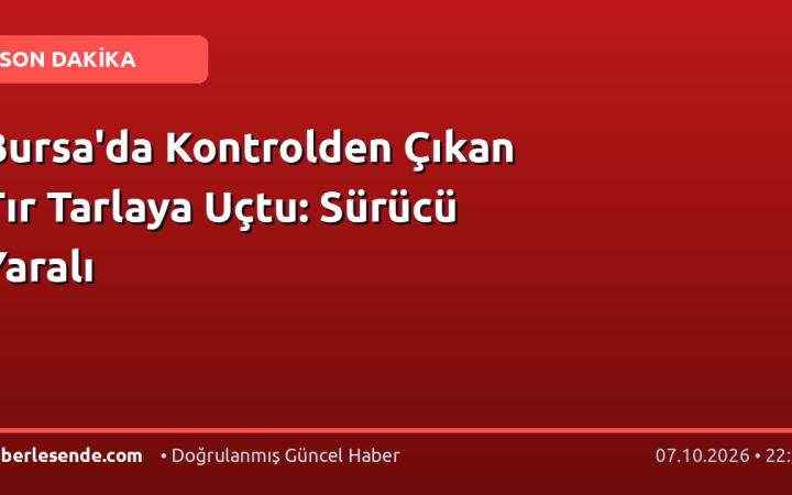 Bursa'da Kontrolden Çıkan Tır Tarlaya Uçtu: Sürücü Yaralı