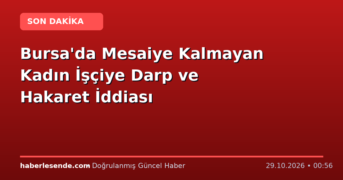 Bursa'da Mesaiye Kalmayan Kadın İşçiye Darp ve Hakaret İddiası