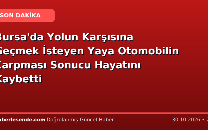 Bursa'da Yolun Karşısına Geçmek İsteyen Yaya Otomobilin Çarpması Sonucu Hayatını Kaybetti