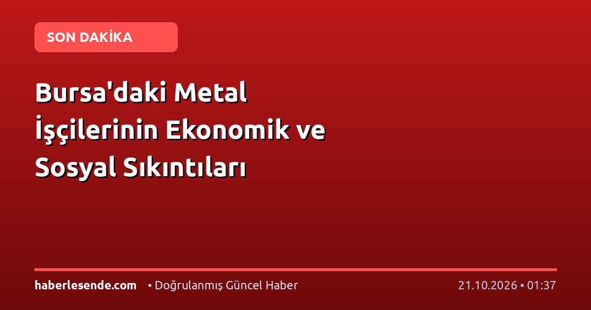 Bursa'daki Metal İşçilerinin Ekonomik ve Sosyal Sıkıntıları