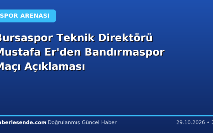 Bursaspor Teknik Direktörü Mustafa Er'den Bandırmaspor Maçı Açıklaması