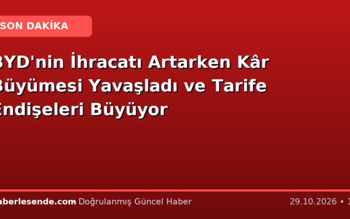 BYD'nin İhracatı Artarken Kâr Büyümesi Yavaşladı ve Tarife Endişeleri Büyüyor