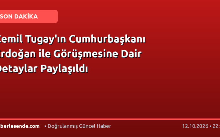 Cemil Tugay'ın Cumhurbaşkanı Erdoğan ile Görüşmesine Dair Detaylar Paylaşıldı