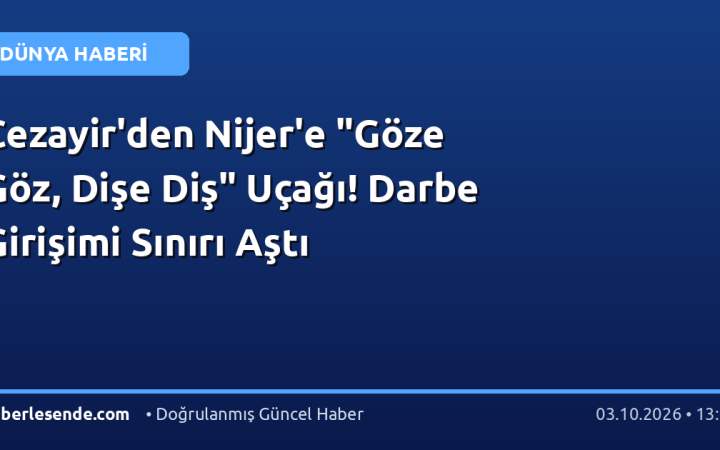 Cezayir'den Nijer'e "Göze Göz, Dişe Diş" Uçağı! Darbe Girişimi Sınırı Aştı