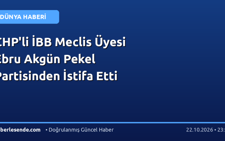 CHP'li İBB Meclis Üyesi Ebru Akgün Pekel Partisinden İstifa Etti