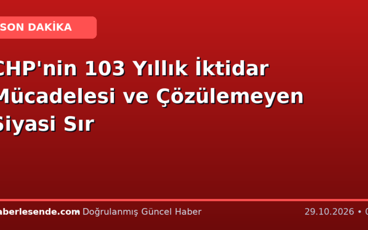 CHP'nin 103 Yıllık İktidar Mücadelesi ve Çözülemeyen Siyasi Sır