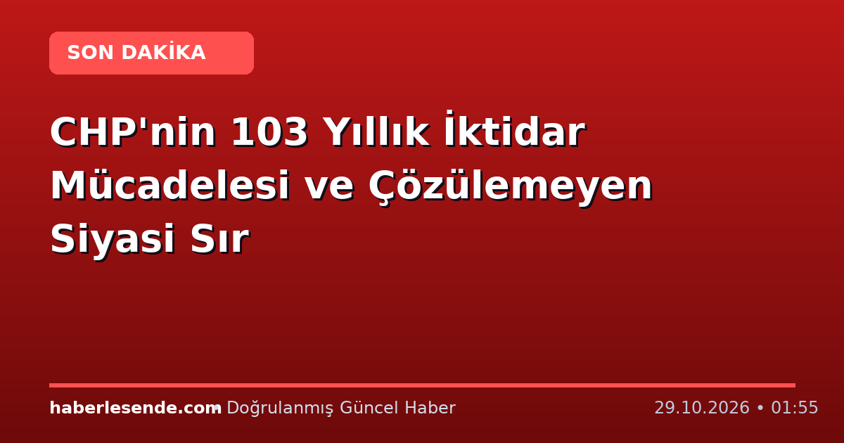 CHP'nin 103 Yıllık İktidar Mücadelesi ve Çözülemeyen Siyasi Sır