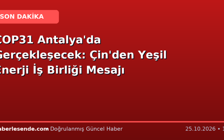 COP31 Antalya'da Gerçekleşecek: Çin'den Yeşil Enerji İş Birliği Mesajı