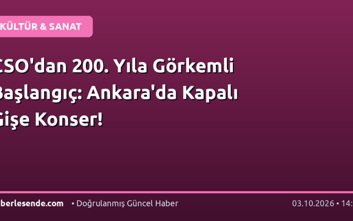 CSO'dan 200. Yıla Görkemli Başlangıç: Ankara'da Kapalı Gişe Konser!