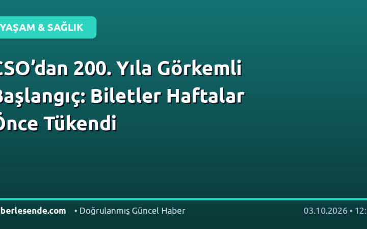 CSO’dan 200. Yıla Görkemli Başlangıç: Biletler Haftalar Önce Tükendi