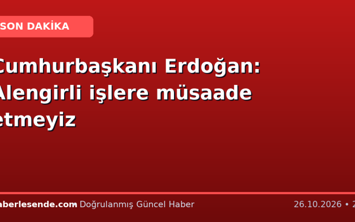 Cumhurbaşkanı Erdoğan: Alengirli işlere müsaade etmeyiz